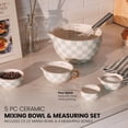 thumbnail image 3 of Thyme & Table 5-Piece Ceramic Mixing Bowl and Measuring Set - Mint Checkered, 3 of 15
