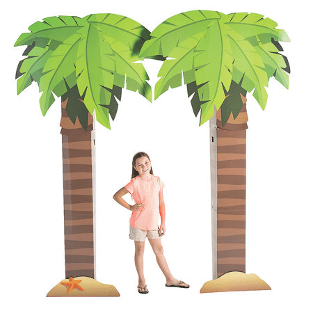 Fun Express Luau Palm Tree Cardboard Archway - Tropical Party Decor for Luau Beach Hawaiian Themed Parties Receptions & Special Events - Easy Setup Durable Design - Perfect for Celebrations - 2 Piece