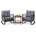 thumbnail image 1 of Gymax 3 Piece Rattan Rocking Chair Set Patio Rocker Bistro Set w/ Acacia Wood Tabletop & Armrests, 1 of 10