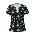thumbnail image 3 of Naloa Daisies Flowers Print T-Shirts Short Sleeve V Neck Tees for Women Fashion Tops Trendy Lightweight Soft Casual Summer Outfits Clothes, 3 of 5
