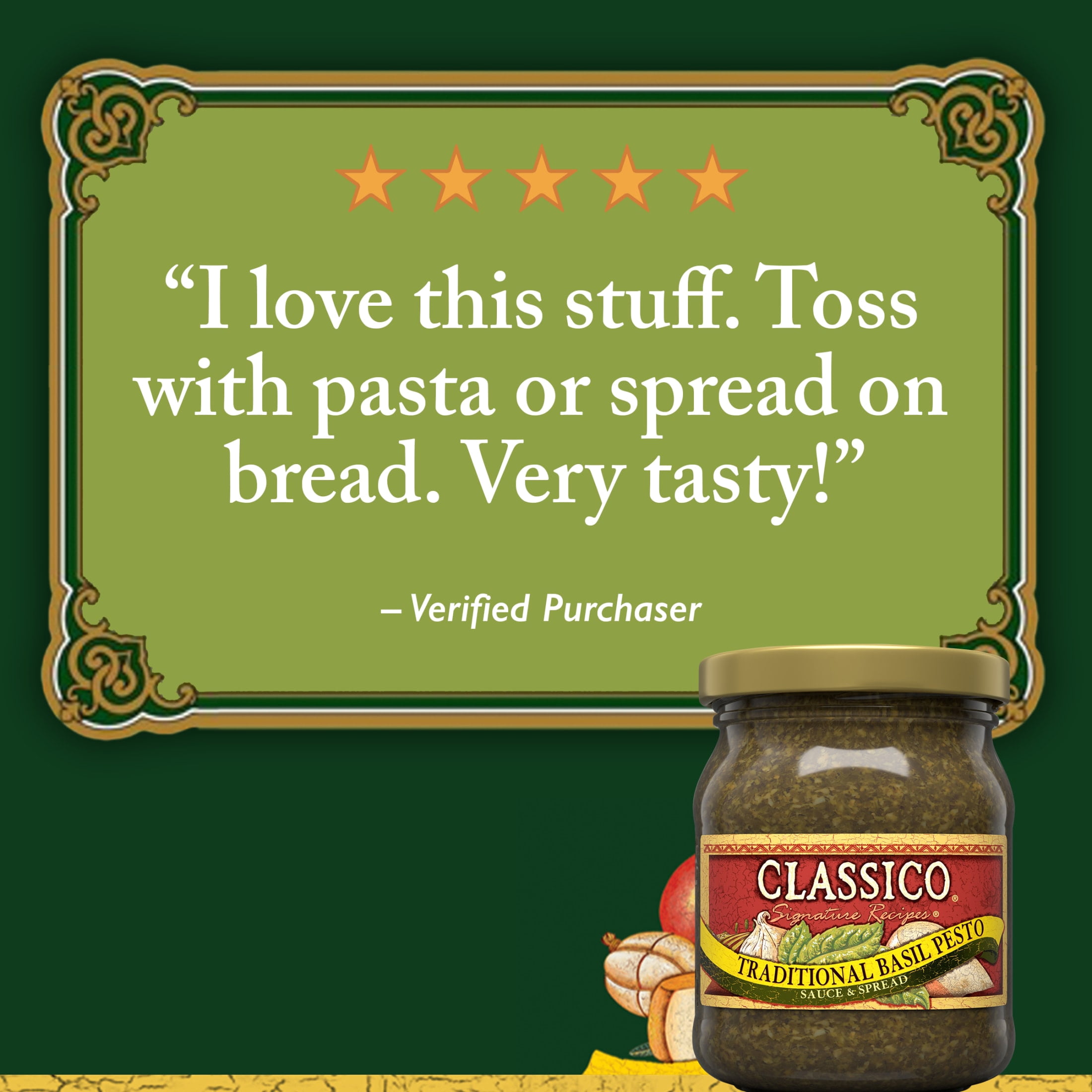 (6 pack) Classico Signature Recipes Traditional Basil Pesto Sauce & Spread, 8.1 oz Jar