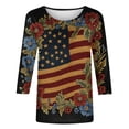 thumbnail image 5 of JOANKDMI American Flag Print Shirts Women 3/4 Sleeve 4th of July Crewneck Patriotic Relaxed Fit Tops Summer Casual Holiday Festival Memorial Day Anniversary T Shirts, 5 of 5