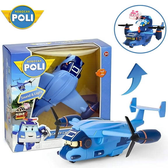 Robocar Poli Carey Carrier Transport Helicopter Toy Holds 2 Die-Cast Rescue Vehicles Xmas Gift for Kids Boys Girls