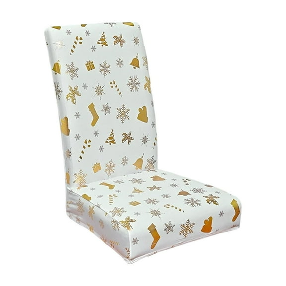 SIYTUAU Christmas Stretch Chair Cover With Gold Foil Pattern Removable Washable Polyester Material For Dining Chairs Holiday Decor For Home Kitchen And Party Settings A