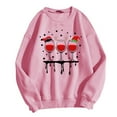 thumbnail image 1 of WEAIXIMIUNG Sweat-Shirt Surdimensionné pour Femmes Hiver Noël 2024 Col Rond Rouge Imprimé Verre à Manches Longues, 1 of 2