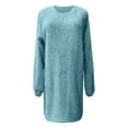 thumbnail image 5 of WTXUE Long Sleeve Dress, Trendy Women's Sweater Dress O Neck Sleeve Solid Knitted Sweater Dresses, Petite Dresses for Women, Blue Dress Women, Blue S, 5 of 6