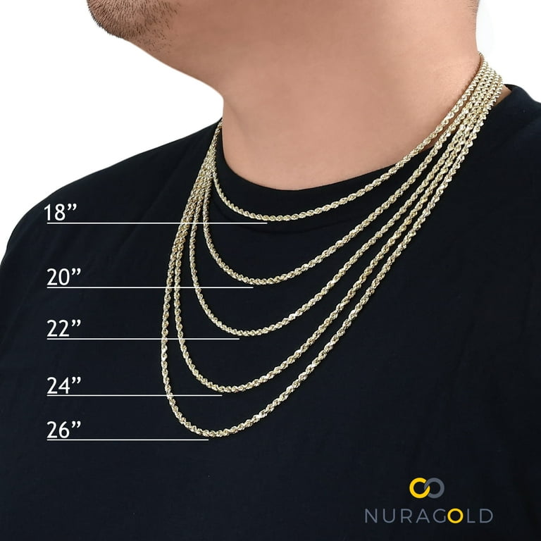Nuragold 14k Real Yellow Gold Cuban Curb Link Chain Necklace