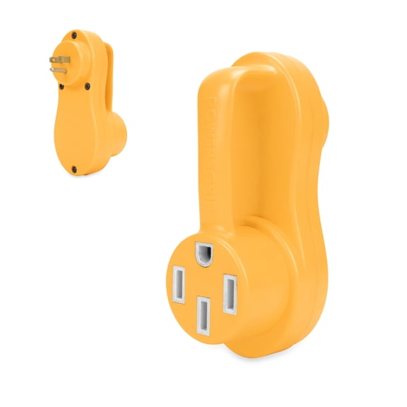 Camco 55137 Power Grip Offset RV Electrical Adapter - 15-Amp Male / 50-Amp Female