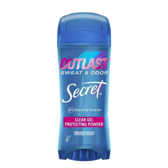 Secret Outlast Antiperspirant Deodorant for Women 48hr Sweat & Odor Protection PH Balancing Minerals Clear Gel Protecting Powder Scent 3.4 oz