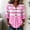 Pink, variant on Wovilon Summer Casual V Neck Striped Blouse for Women, 3/4 Ruffle Sleeve Button Down Front with Pleated Detail, Relaxed Fit Everyday Vacation Outfit