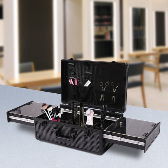 Shzicmy Professional Barber Portable Carry Travel Case Black Leatherette Clipper Trimmer