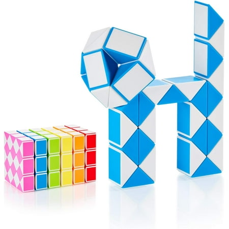 CUBIDI® Magic Snake Cube | Fidget Snake Toy for Kids | Travel Toys for Kids Ages 4-8 | Great Gift for Boys and Girls Birthday, Christmas, Stocking Stuffers - 36 Blocks | 0.9 inch x 0.7 inch | Blue