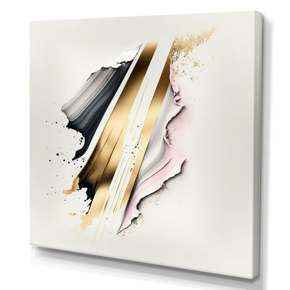 Designart Abstract Geode Watercolor Gold I Canvas Wall Art