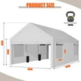 thumbnail image 3 of Walsunny 12x20 ft Carport with 4 Sandbags Heavy Duty Canopy with Roll-up Windows Portable Garage with Removable Sidewalls & Doors Car Canopy White, 3 of 11