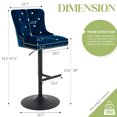 thumbnail image 2 of Adjustable Velvet Bar Stools with Back, Fashionable Swivel Counter Height Bar Chairs with Thick Cushion, Crystal Button Tufting and Gold Nailhead Trim for Kitchen, Dining, Pub, or Café (Deep Blue), 2 of 7