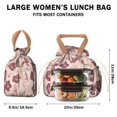 thumbnail image 5 of Pioneer Flower Floral Print Pattern Drawstring Lunch Bag Women - Drawstring Lunch Bag Insulated for Work Office - Stain-Resistant Large Lunchbags for Women with Multi-Pockets, 5 of 6
