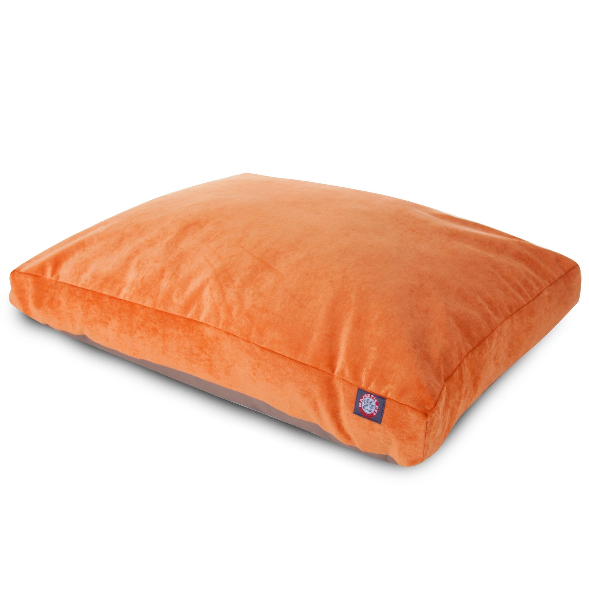 Majestic Pet | Villa Velvet Shredded Memory Foam Rectangle Pet Bed For Dogs, Removable Cover, Orange, Large