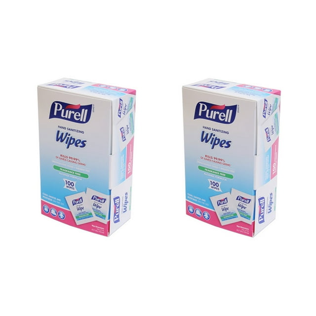 Toallitas desinfectantes para manos GOJO PURELL 5 x 7 cm, 100 unidades por caja (2 paquetes)