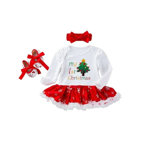 

Cindysus Baby Bodysuits Crew Neck Onesies One Piece Bodysuit Casual Party Long Sleeve Playsuit Santa Tree White 80cm (12-24M)