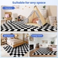 thumbnail image 3 of CozyDesg Shag Area Rugs,5'x8' Soft Fluffy Floor Rugs Checkered Carpet，Washable Area Rugs for Living Room Bedroom Decor,Black & White, 3 of 7