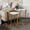 thumbnail image 3 of Set of 2 White Marble and Iron Hexagonal Top Side Tables, 3 of 3