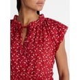 thumbnail image 4 of Time and Tru Women's and Women's Plus Tiered Cotton Mini Dress with Flutter Sleeves, Sizes XS-4X, 4 of 5