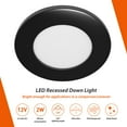thumbnail image 4 of Dream lighting 12v LED RV Lights RV Interior Recessed Puck Light Fixtures 2W Warm White Black Shell, Pack of 2, 4 of 4