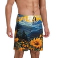 thumbnail image 2 of Balery Elegant Sunset Sunflower Pantalones cortos de pijama de punto de algodón para hombre con cinturilla y bolsillos-3X-Large, 2 of 6