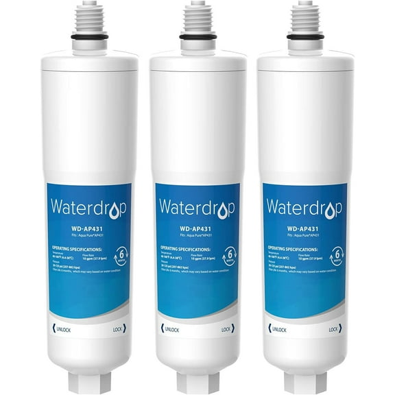 Waterdrop AP431 Replacement Cartridge for Aqua-Pure AP431 Hot Water Scale Inhibitor for AP430SS, Prevent Scale Accumulation and Protect Water Heaters, Pack of 3