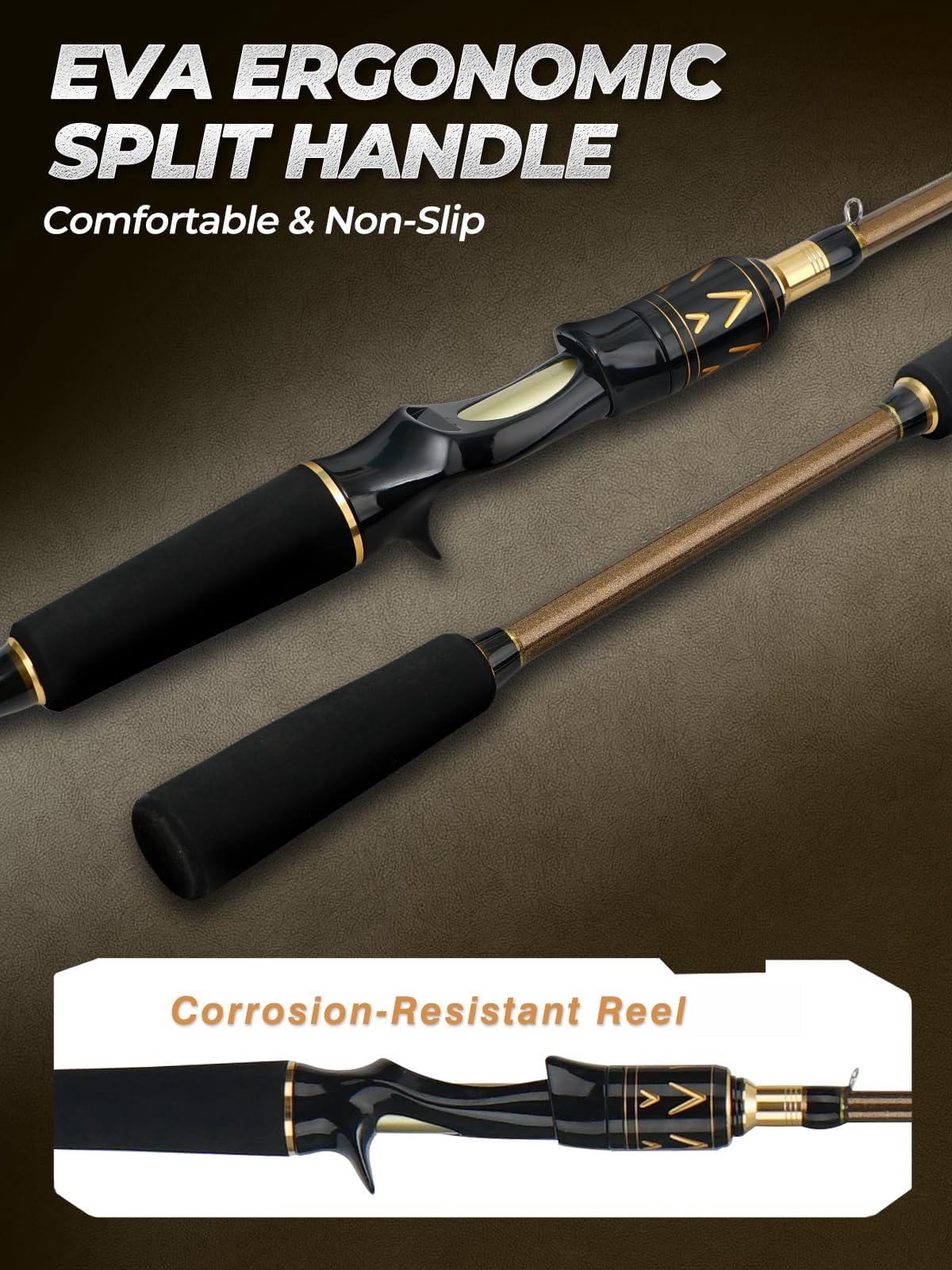 Fishing Rods  Carbon Fiber Spinning & Casting Poles Saltwater Resistant Guides 6'/7'/8'/9'/10'/12'-portable 2/3/4/-piece Telescopic Designs Cork/eva Grip For Bass Trout Inshore Surf