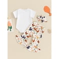 thumbnail image 6 of Aojekbee Baby Girls Summer 3PCS Sets Short Sleeve Romper Tops Chicken Print Flared Pants Headband Sets, 6 of 10