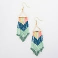 thumbnail image 3 of Howard's Irie Coral and Green Seed Bead Triangle Chandelier Earrings for Women, 3 of 3