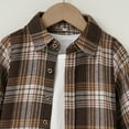 thumbnail image 4 of Toddler Boy's Girl's T Shirts Long Sleeve Winter Fall Coat Outwear Babys Plaid Brown Kids Clothing Size 3-4T, 4 of 8