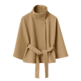 thumbnail image 5 of Women's Batwing Sleeve Cape Coat, Cropped Wool Blend Poncho, Belted Stand Collar Overcoat, Short Winter Cloak, Tied Waist Cape Jacket, Casual Cropped Overcoat, Elegant Cape Coat Khaki XL, 5 of 5
