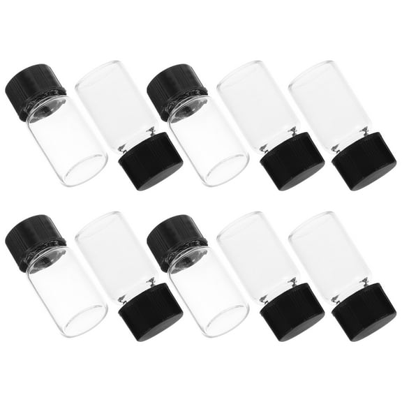 Clear Small Glass Bottles for Water, Liquid Sample Vials with Screw Cap, Plastic Lid,