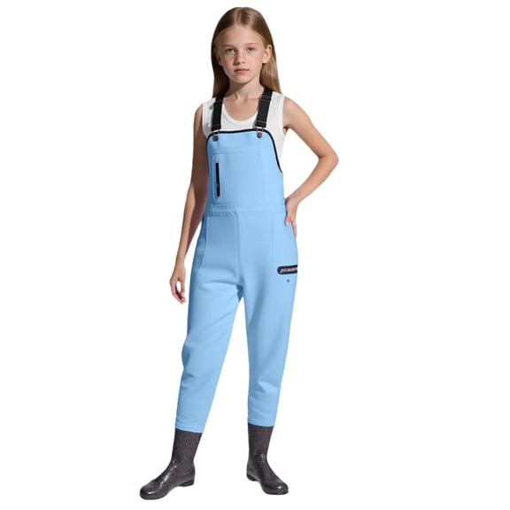 REDARER Girls Water-Resistant Wader Bib Overalls, Adjustable Straps Casual Playwear for Beach & Pool,2.5-3 Years