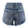thumbnail image 5 of Durtebeua Summer Shorts For Women Women's High Waisted Ripped Denim Shorts Frayed Raw Hem Casual Jeans Shorts Blue XXL, 5 of 5