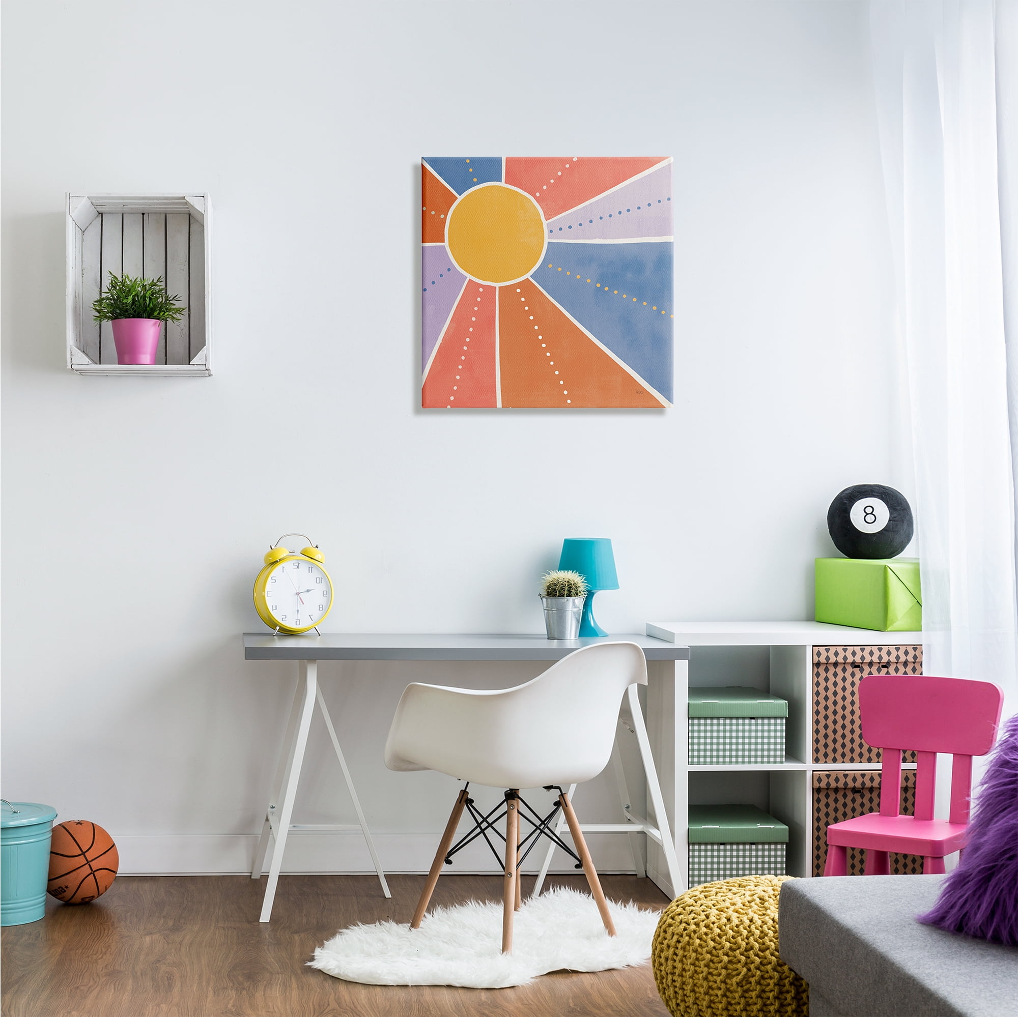 Stupell Indtries Playful Sun Rays Polka Dot Stripe Pattern,24 x 24,Design by Veronique Charron