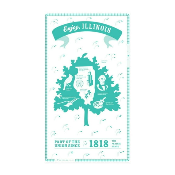 Vestiges Illinois State Souvenir Tea Towel 21.5" x 32" Eco-Friendly
