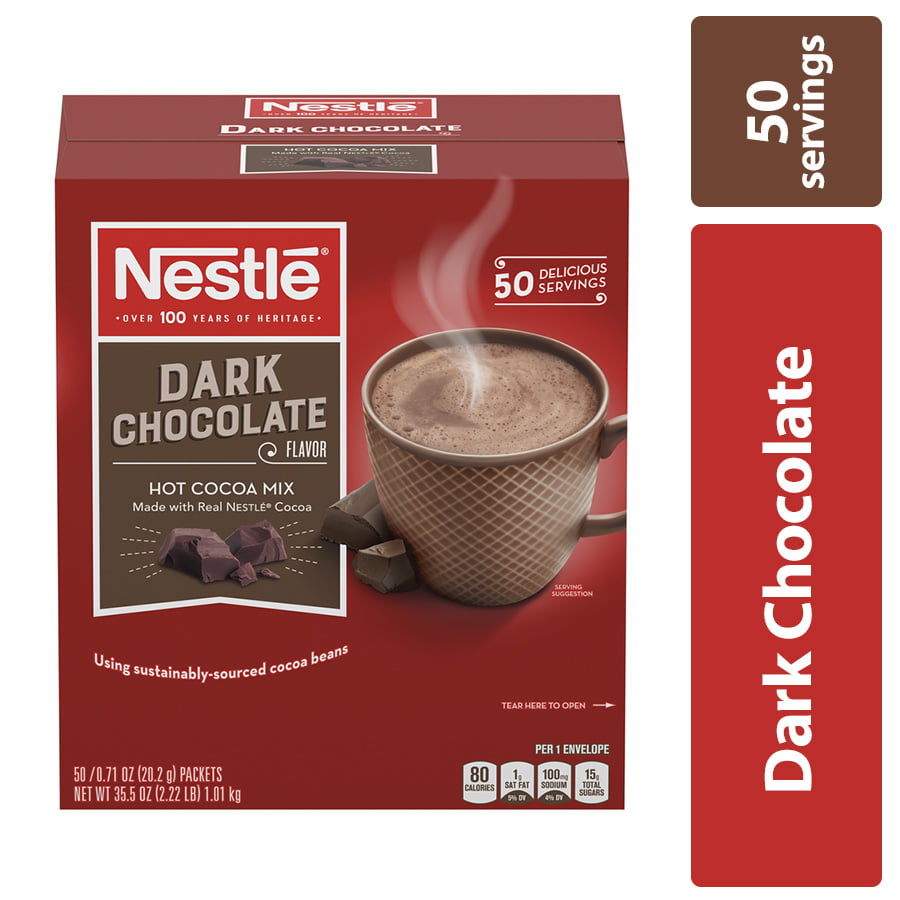 Nestle Hot Cocoa Mix Dark Chocolate Single Serve Hot Chocolate Packets 50 Ct