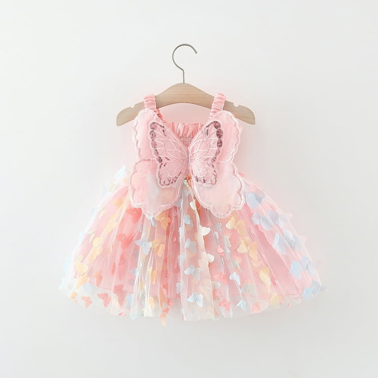 Penkiiy Newborn Baby Girl Romper Dress Mesh Tulle Tutu Sleeveless Bodysuit  Princess Butterfly Wings Fairy Dress 12-18 Months Pink - Walmart.com