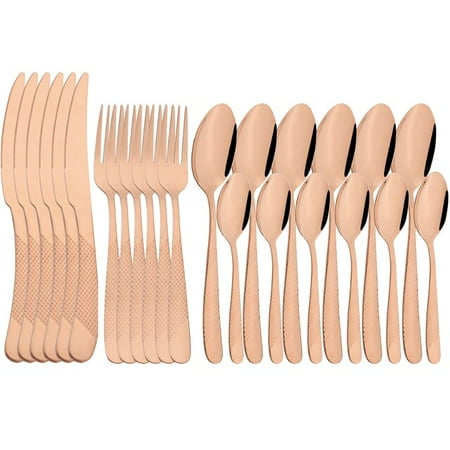 

UMMH Vintage Gold 24Pcs Dinnerware Set Stainless Steel Tableware Set Knife Fork Spoon Silverware Kitchen Colorful Cutlery Set