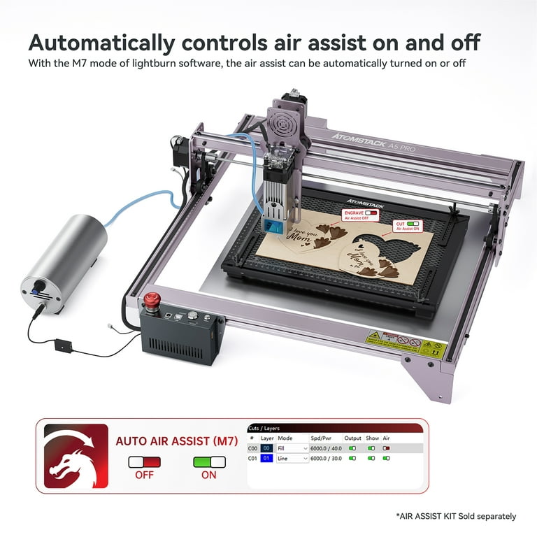 ATOMSTACK Auto Air Assist System, WiFi Offline Control, for Laser