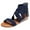 NAVY, variant on Womens Summer Stylish Low Wedge Sandals with Elastic Gladiator Ankle Straps