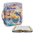 thumbnail image 2 of Xixirimido Dolphins Sea Sunset Glow Print Bible Cover Case for Women Men, Large Bible Bag Bible Study Supplies Accessories Quilted Bible Carrying Cases with Handle Christian Gift, 2 of 7