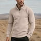 thumbnail image 1 of pstuiky camisetas de manga larga para hombre, Top cálido de terciopelo alemán con media cremallera y cuello alto de manga larga de color liso para hombre Tops de talla grande para hombre s, 1 of 5