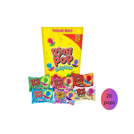 Ring Pop Assorted Flavor Lollipops, Kosher, Individually Wrapped, 20 Count Bag, 10 oz