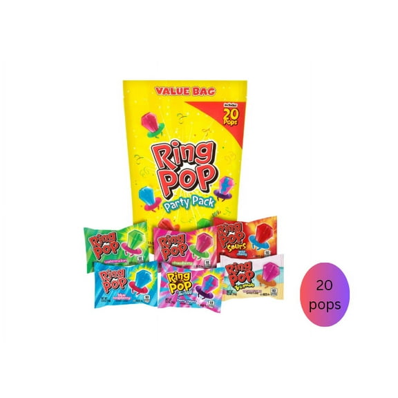 Ring Pop Assorted Flavor Lollipops, Kosher, Individually Wrapped, 20 Count Bag, 10 oz