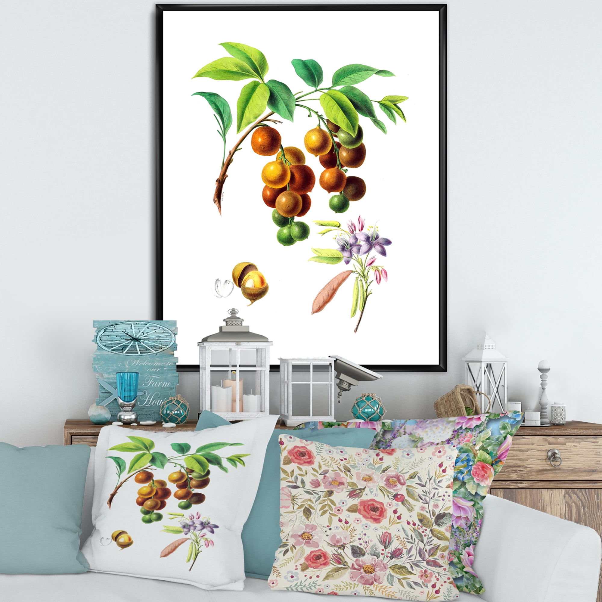 Designart 'Ancient Fruits III' Farmhouse Framed Canvas Wall Art Print