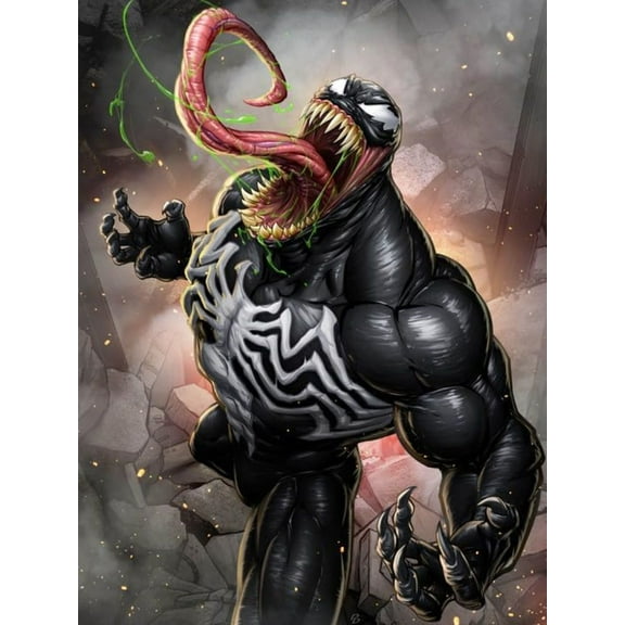 Diamond Painting Kits for Adults 5D DIY Round Diamond Number Kits with Full Drill Large Size 12x16 Inch Venom Diamond Embroidery Paintings for Home, Office, Wall Decor